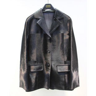 Zoehope新西兰进口胎牛皮毛一体高级感轻奢翻领西装女款皮草外套