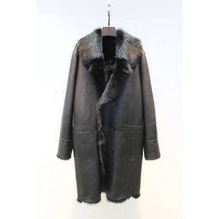 冬季 进口托斯卡纳羊皮毛一体休闲双排扣皮草大衣外套男 新款