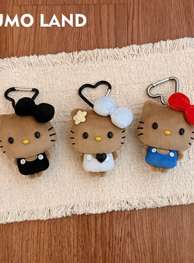 日本KUMO LAND凯蒂猫玩偶挂件kitty毛绒kt猫短腿黑皮可爱包包挂饰