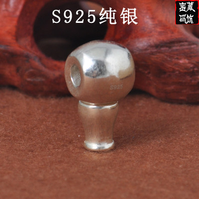 S925纯银佛头三通 素面金刚星月菩提配饰念藏式佛珠塔手串DIY配件