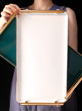 托盘长方形北欧家用陶瓷客厅放茶杯杯子收纳轻奢水杯茶水摆件托盘