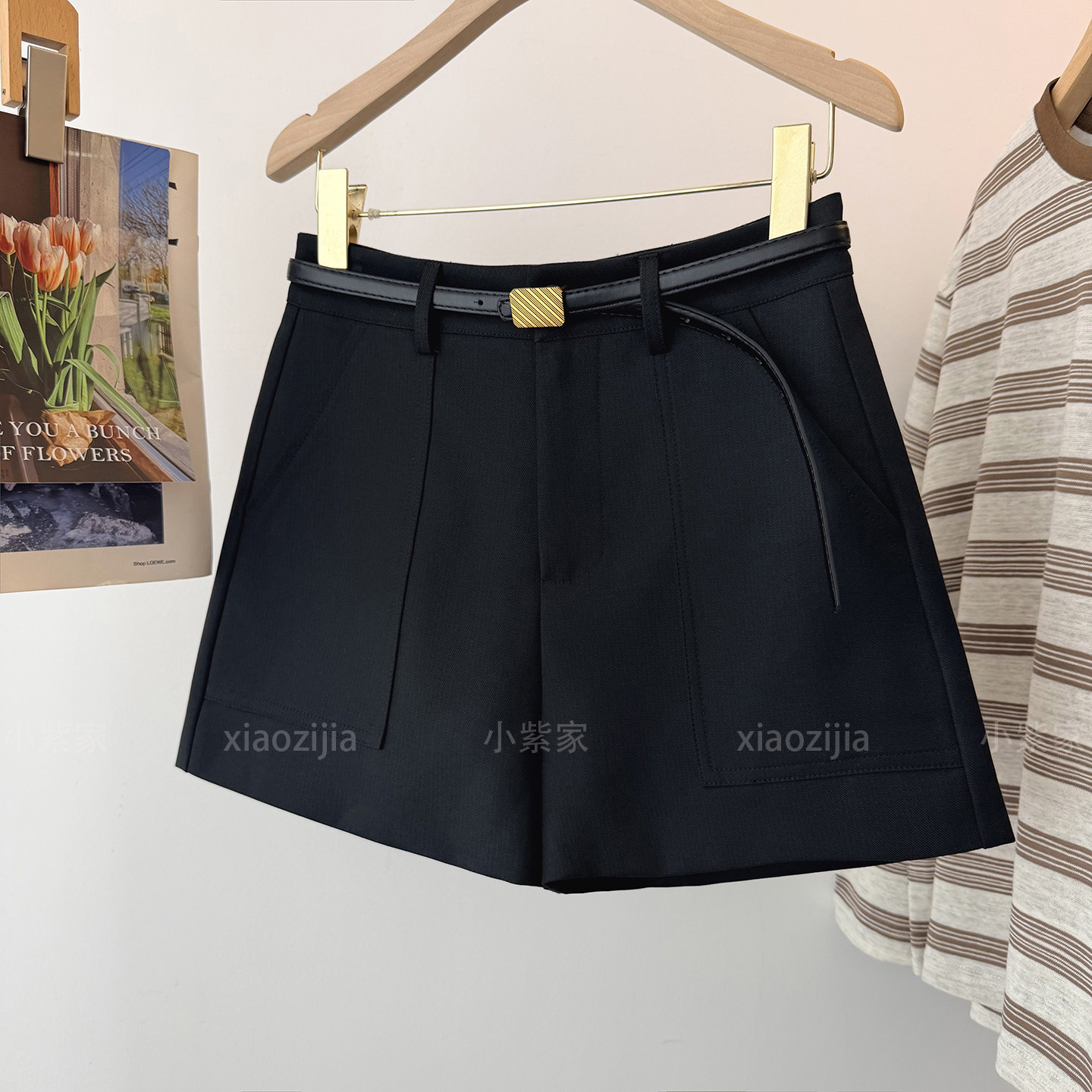 黑色休闲阔腿短裤女秋季新款外穿图片