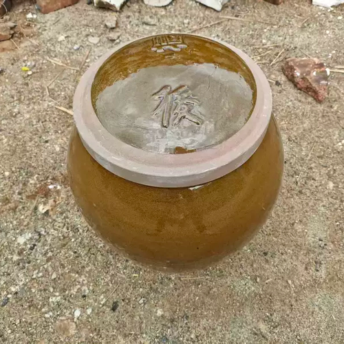 骨灰缸土陶金斗缸陶瓷瓦罐纯天然内无釉骨坛配盖金寿老缸吉迁坟用