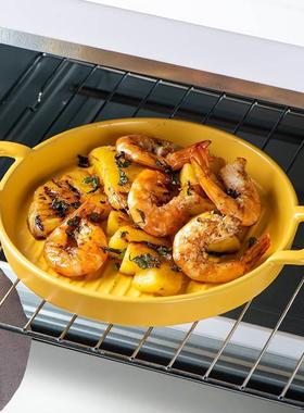 Oven pan ceramic plate household breakfast flat dish microwa