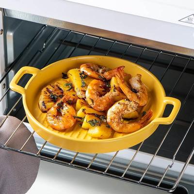 Oven pan ceramic plate household breakfast flat dish microwa
