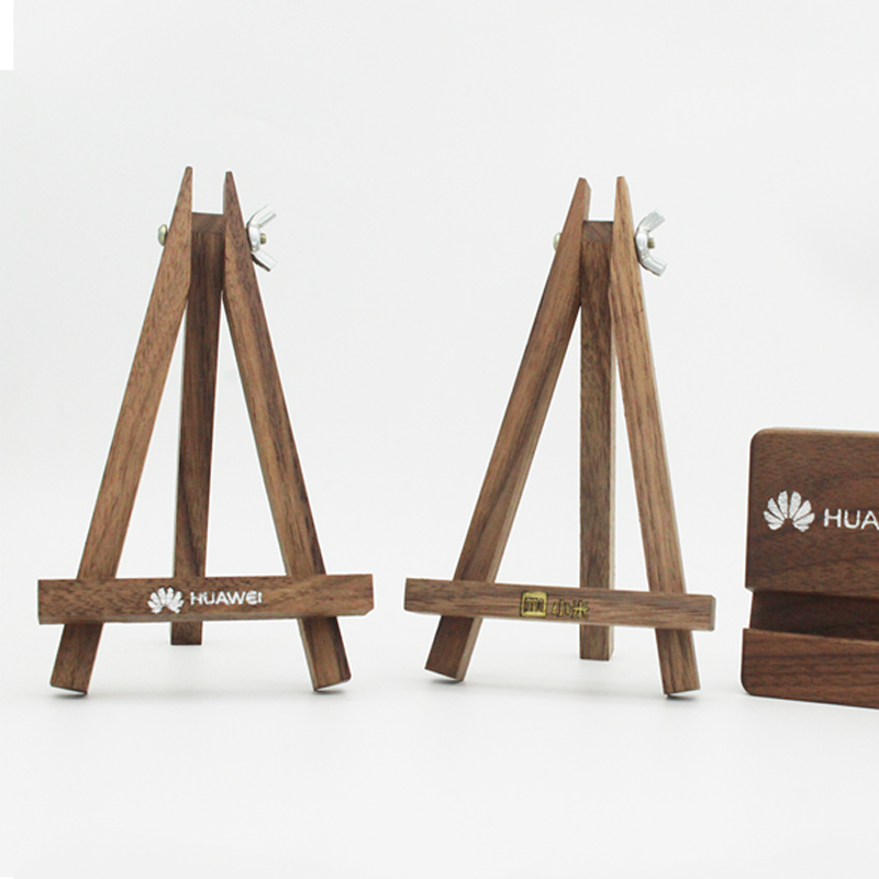 胡桃木折叠手机支架三脚架斜立