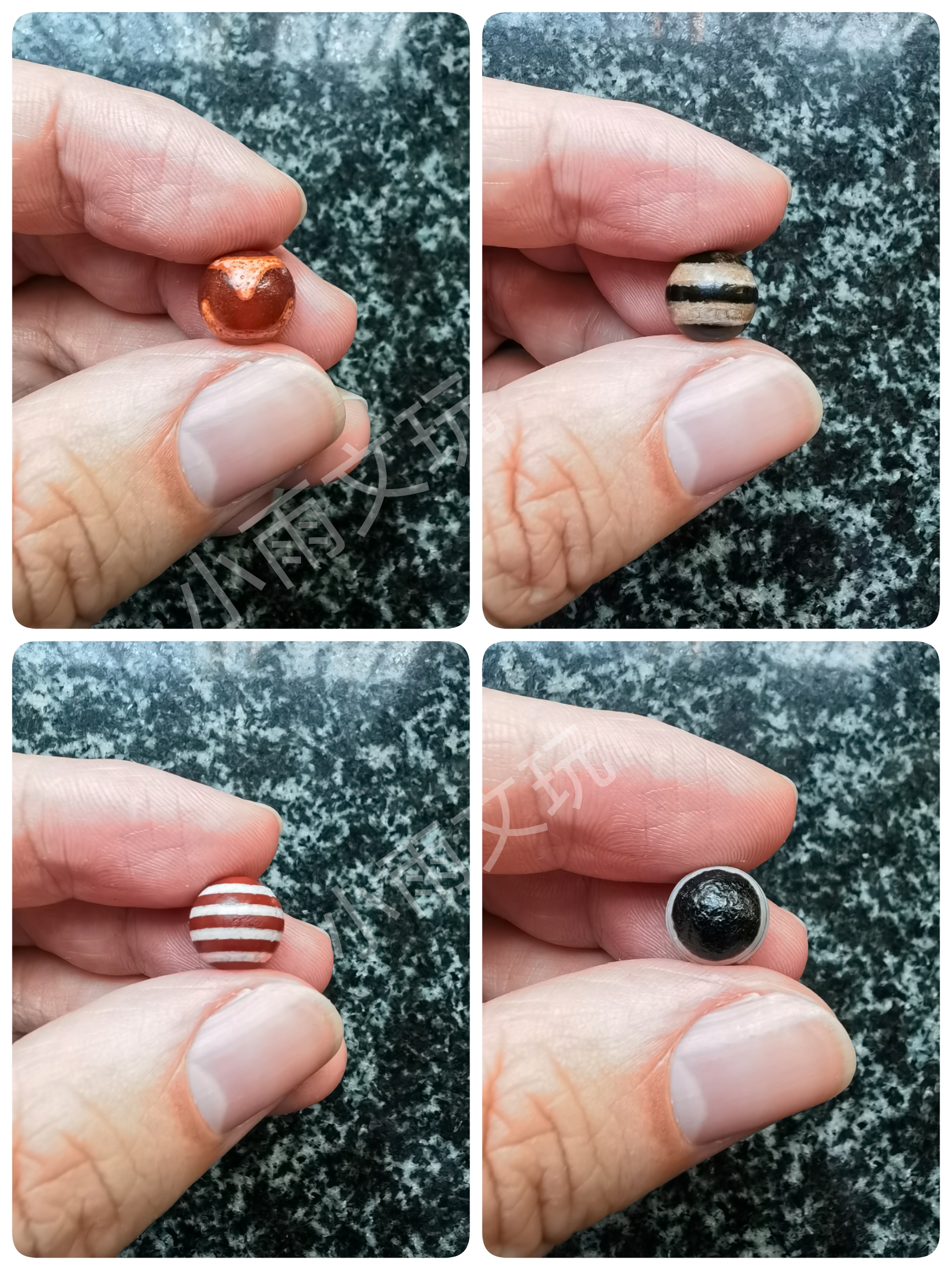 10mm二三眼虎牙线珠图腾万字宝瓶天地天珠圆珠1.0西亚玛瑙满天星