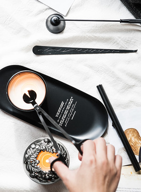 香薰蜡烛点火器打火机工具套装托盘剪刀烛芯剪灭烛器灭烛罩三件套