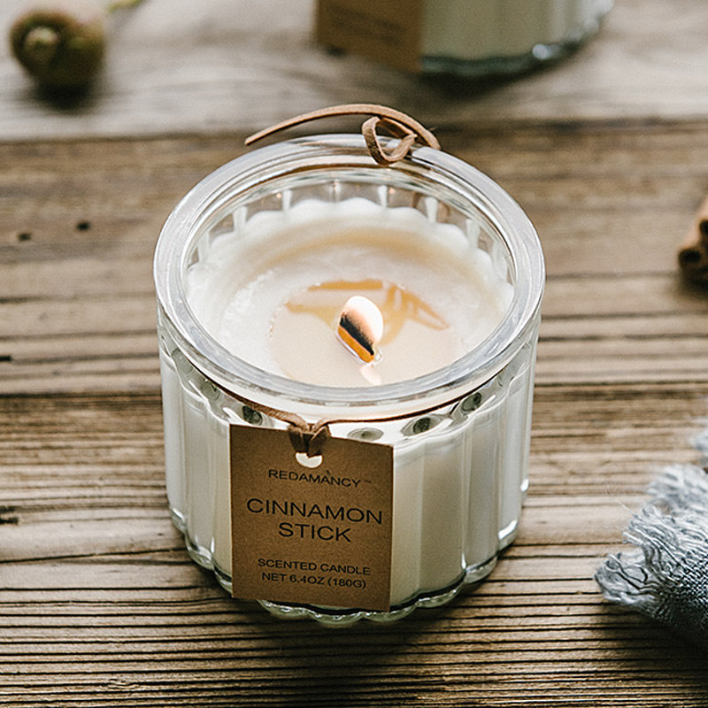 香薰蜡烛香氛精油木芯大豆蜡安神助睡眠卧室无烟家用室内香熏蜡烛