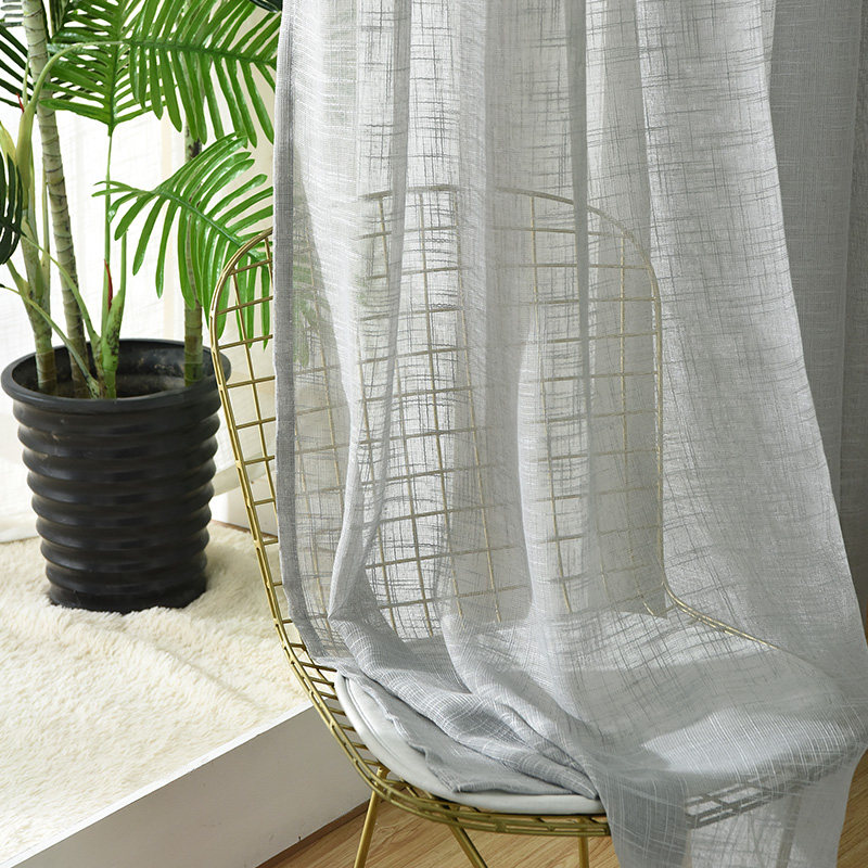 简约现代棉麻亚麻纯色窗纱帘客厅卧室落地窗定制成品加厚白纱窗帘