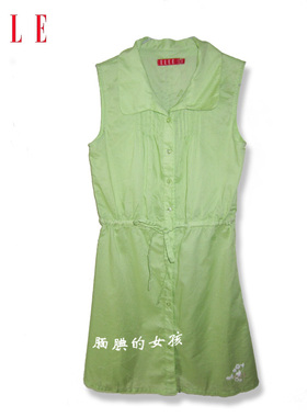528瑕疵女童装女孩夏装ELLE全棉休闲背心裙无袖连衣裙少女150码