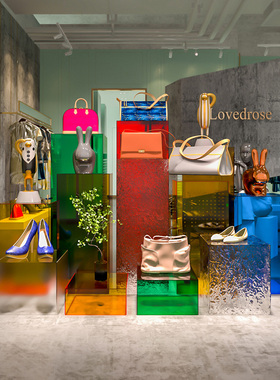 亚克力半透明美陈列展示柜玻璃服装店箱包鞋展示架橱窗定制吧台柜