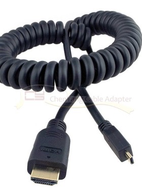 手机平板TF201 带弹性 Micro HDMI转HDMI高清弹簧线 可伸缩线