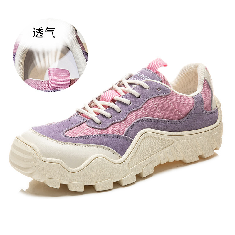 2022秋季新款厚底增高真皮阿甘鞋户外休闲运动鞋透气旅游鞋女鞋潮