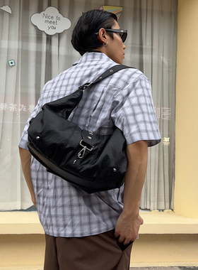 HBZ设计款pu复古腋下暗黑系原宿托特挎包男女生休闲松弛感hobo潮
