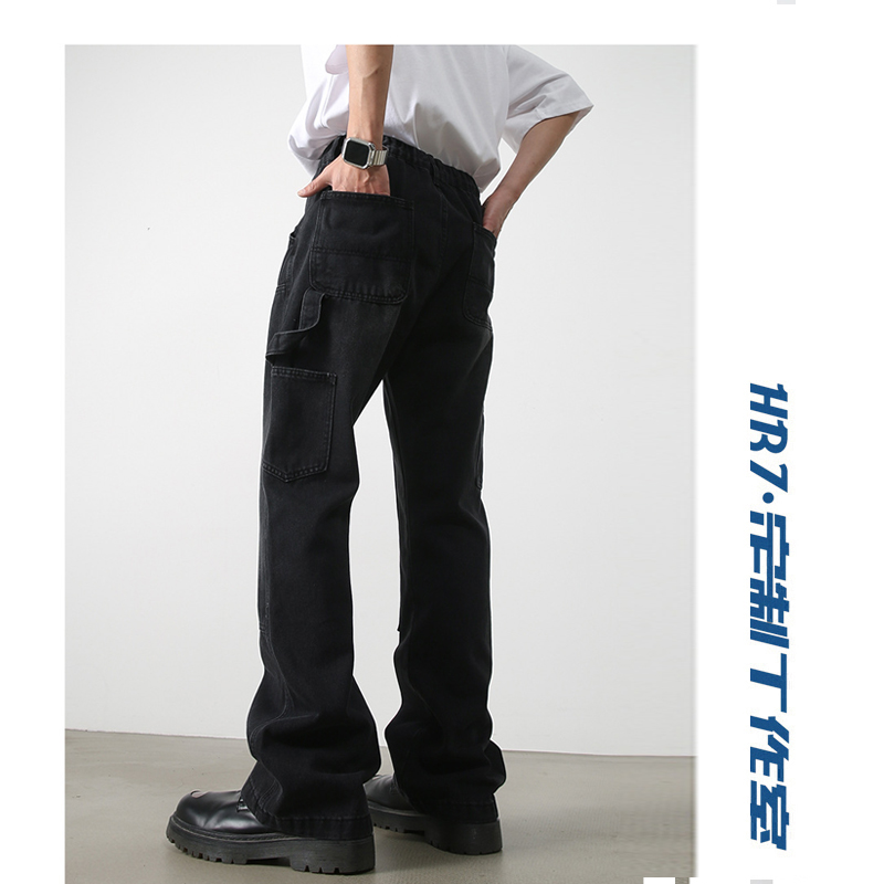 微喇长裤复古水洗直筒工装裤