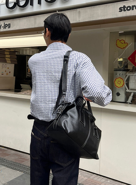 HBZ高级感isn皮质pu复古波士顿街头波士顿托特挎包男女生手提潮牌