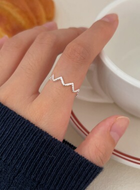 持恒S925纯银心电图波浪戒指女森系冷淡风几何线条指环2026新款潮