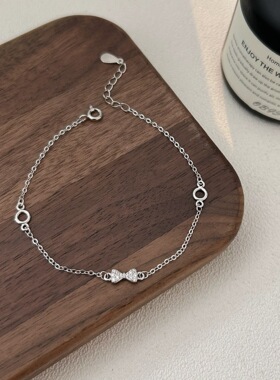 韩国韩版S999足银蝴蝶结手链女小众森系简约小巧精致小清新手饰品