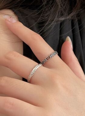 韩国韩版持恒S925纯银几何麦穗戒指女小众轻奢时尚小巧指环手饰品