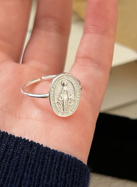 持恒韩国韩版S925纯银女王牌戒指女小众轻奢冷淡风简约指环高级感