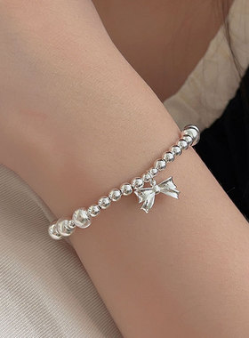 持恒S925银猫眼珠蝴蝶结手链女韩国档口新款高级感设计弹力绳手饰