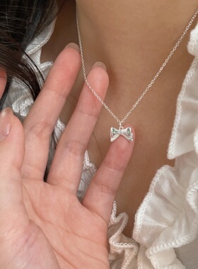 韩国韩版持恒S925纯银蝴蝶结项链女小众轻奢时尚小巧精致锁骨链潮
