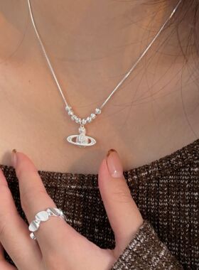 持恒S925纯银土星项链女小众气质高级感森系百搭锁骨链韩国韩版潮