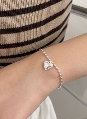 持恒S925纯银米粒爱心闺蜜手链女韩国新款ins简约设计气质心形手