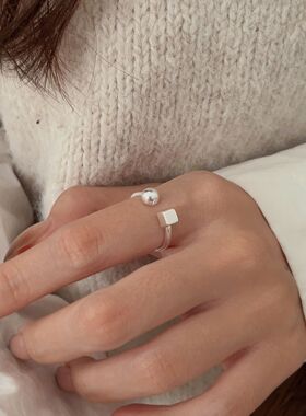 持恒S925纯银极简圆珠开口戒指女韩国春夏新款百搭高级感轻奢指环