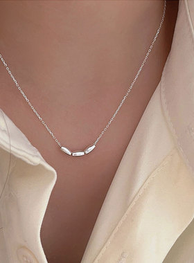 持恒S925纯银轻奢橄榄珠项链女韩国秋季新款高级感冷淡风锁骨颈链