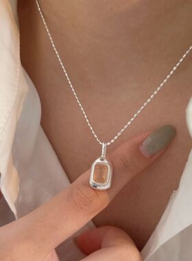 持恒925纯银小米珠方扣项链女韩国ins潮网红风轻奢百搭小众锁骨链