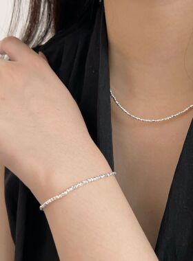 持恒S925纯银爆闪碎银子项链手链ins小众时尚轻奢高级感百搭手饰