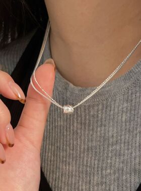 韩国韩版持恒S925纯银转运珠双层项链女时尚小众冷淡风轻奢锁骨链