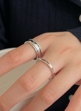 韩国韩版持恒S925纯银几何满天星戒指女时尚小众轻奢百搭素圈指环