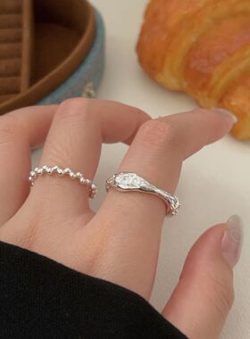 韩国韩版持恒S925纯银极简不规则戒指女小众轻奢时尚冷淡风指环潮