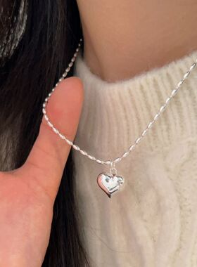 持恒韩国韩版爱心项链S925纯银ins风冷淡风森系百搭锁骨链高级感