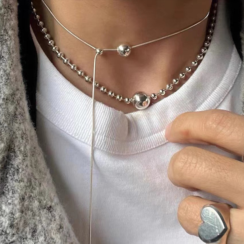 钛钢叠戴女时尚甜酷项链锁骨链