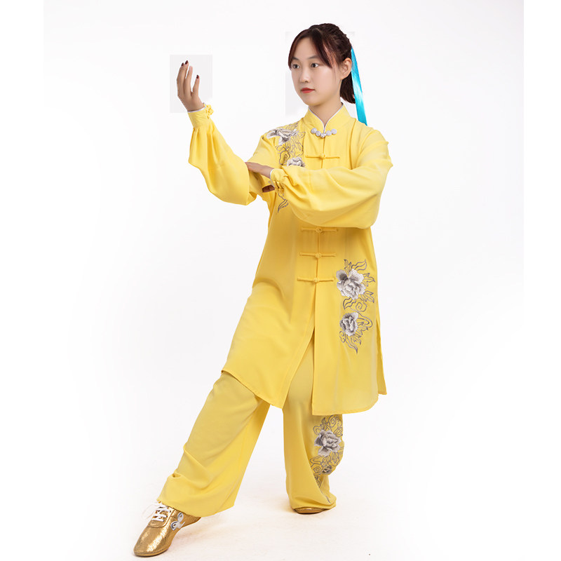 拳心拳意太极表演服绣花加长修身