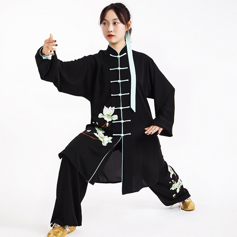 新款太极服薄款丝麻加长刺绣