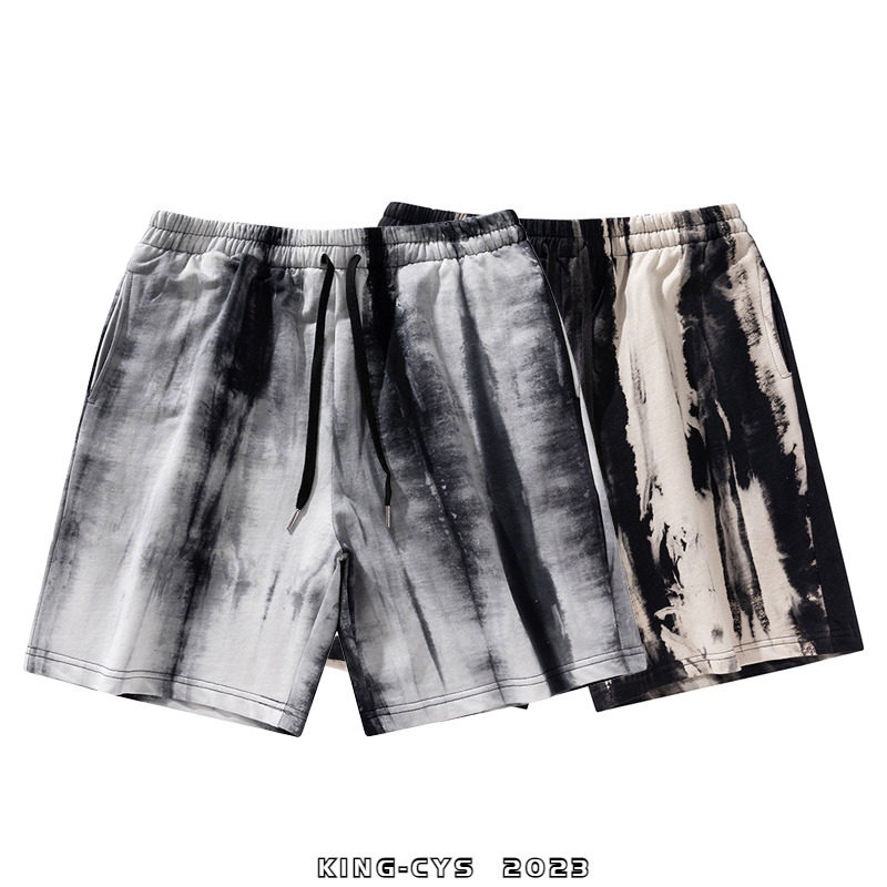复古风扎染渐变色纯棉面料短裤