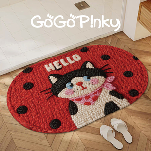 创意卡通可爱多巴胺仿亚麻浴室地垫门垫卫生间厕所吸水防滑脚垫子