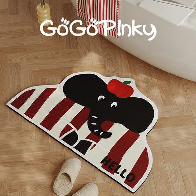 新年喜庆红色卡通高级感浴室地垫卫生间淋浴间门口吸水防滑脚垫子
