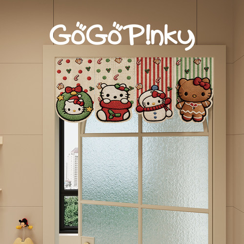 卡通可爱凯蒂猫组合门帘创意韩系家用免打孔卫生间厨房门口小吊旗