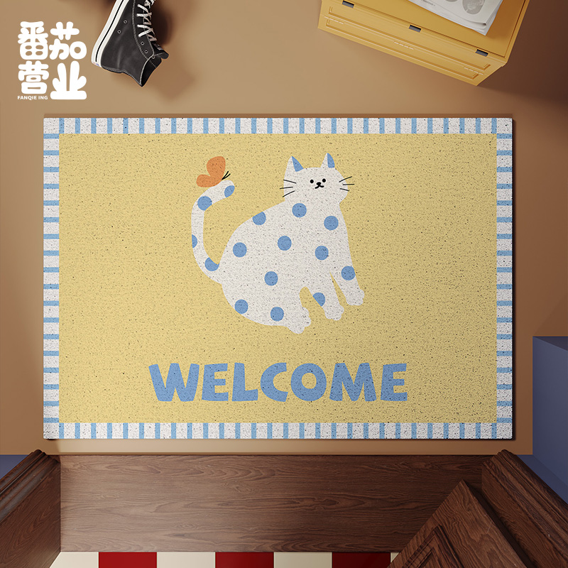 韩系创意可爱家用入户地垫进门玄关耐脏耐磨丝圈脚垫子可裁剪门垫