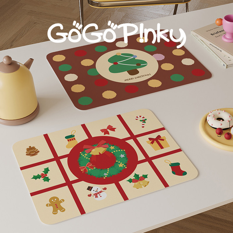 圣诞氛围感家用餐垫卡通可爱韩系餐桌防烫隔热碗盘垫桌面保护垫子,居家布艺,餐垫,淘宝优惠券,粉丝福利购,淘宝优惠卷