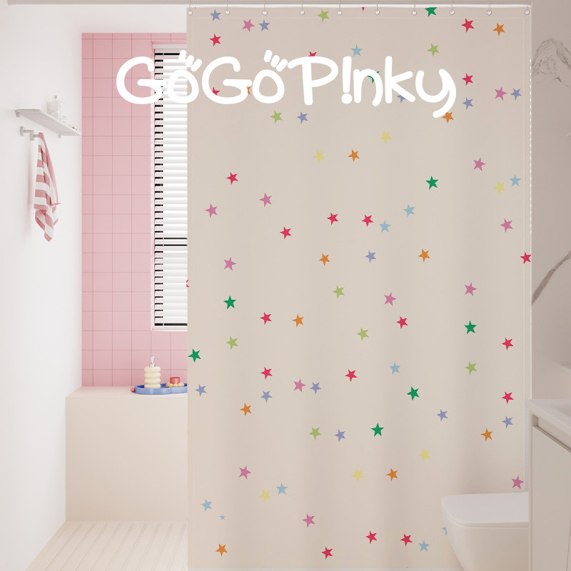 简约韩系家用浴室浴帘卫生间厕所防水隔断挂帘门帘免打孔四季通用