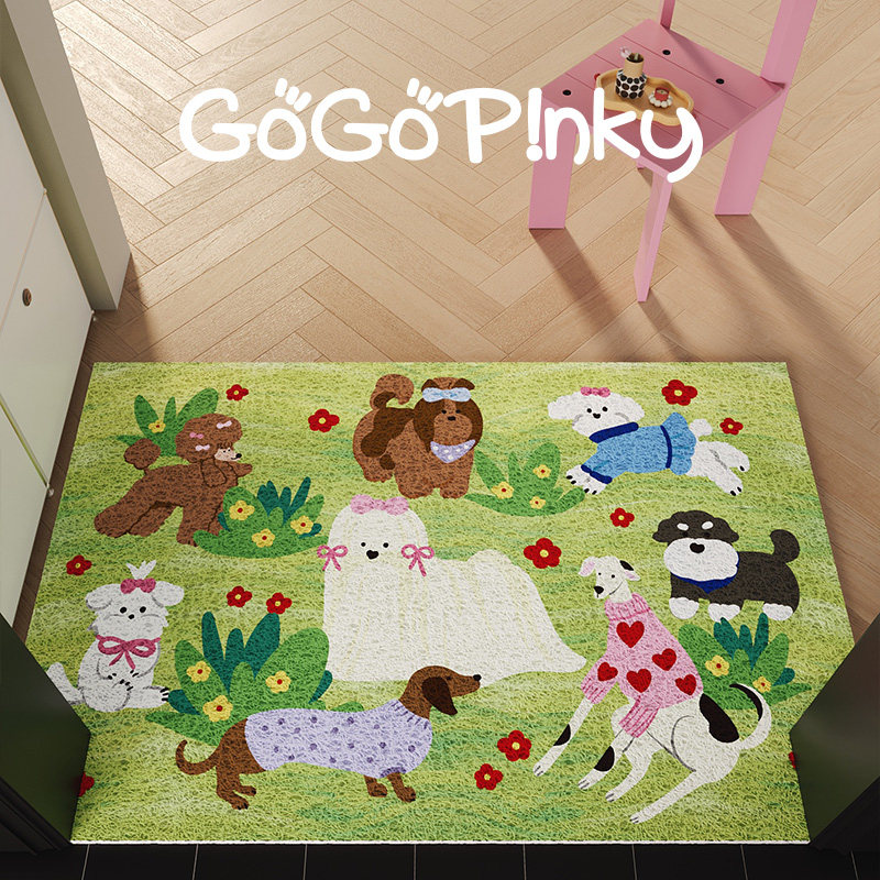 韩式小狗入户门地垫丝圈可裁剪家用脚垫地毯可爱少女风进门玄关垫,居家布艺,入户地垫,淘宝优惠券,粉丝福利购,淘宝优惠卷