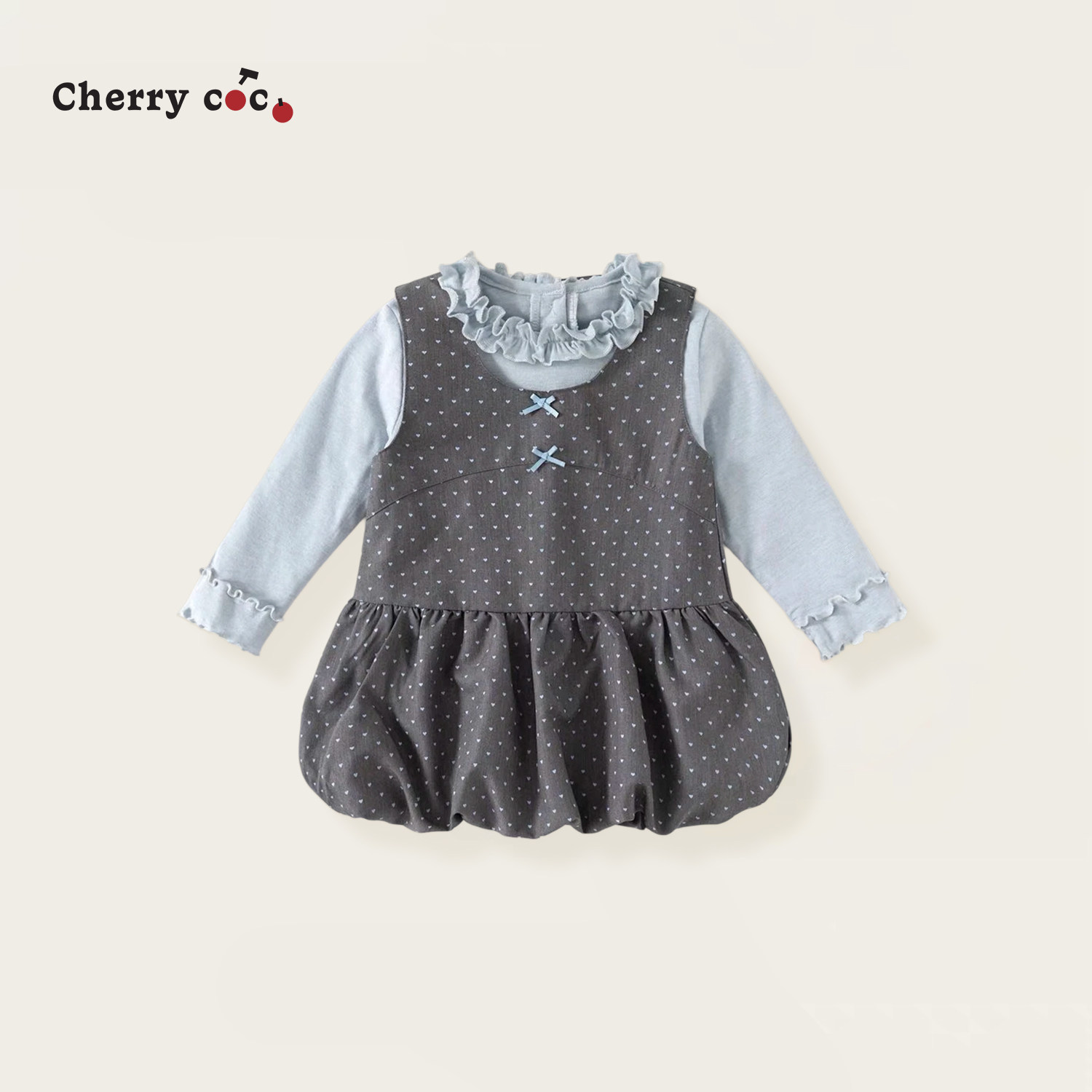 Cherrycoco女童套装秋冬新款女宝宝洋气时髦背心裙打底衫二件套
