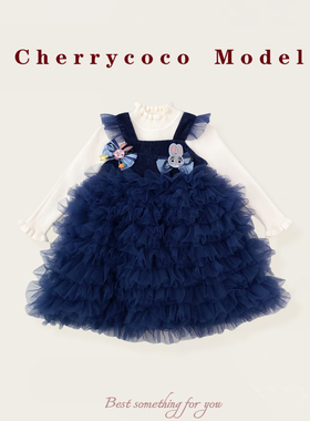 CHERRYCOCO女童套装秋冬新款女宝宝甜美公主裙纱裙毛衣二件套生日